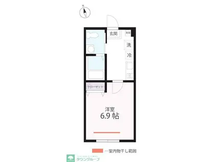 ハーミットクラブハウス野島公園A号棟(1K/1階)の間取り写真