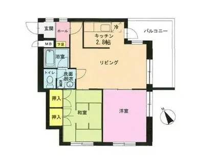 グランドハーミテージ(2LDK/2階)の間取り写真