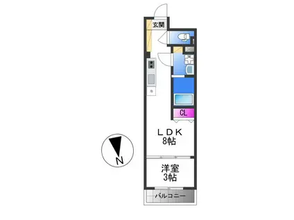 S-MOVE緑橋II(1LDK/4階)の間取り写真