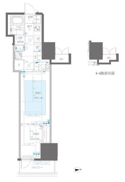 ズーム信濃町(2K/4階)の間取り写真