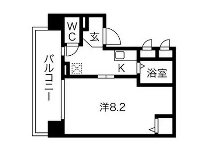 ヒルズ花の木(1K/4階)の間取り写真