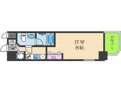 アーデン京町堀ウエスト(1K/2階)の間取り写真