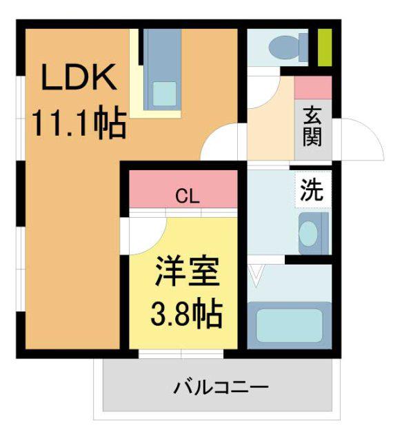 MICAELENOKURAKUEN(1LDK/1階)の間取り写真