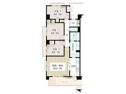 クラッサ目黒かむろ坂(3LDK/1階)の間取り写真