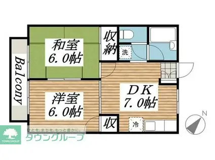 サマックスヴィラ岡田(2DK/2階)の間取り写真