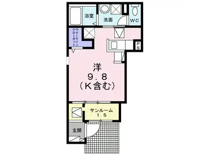 ブライト・レジデンス I(ワンルーム/1階)の間取り写真