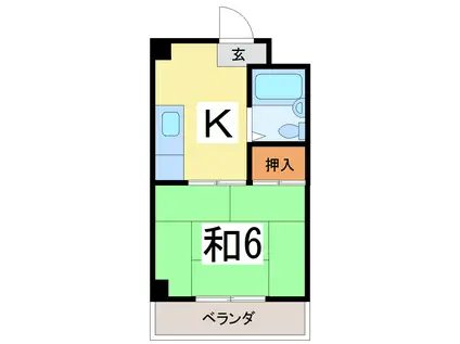 コーポラスたく(1K/4階)の間取り写真