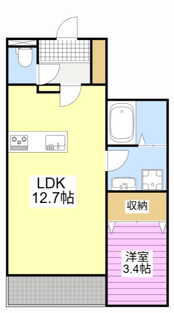 THEI(1LDK/3階)の間取り写真