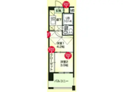 60 V-TOWER天神(2K/6階)の間取り写真