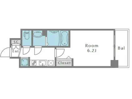 グランカリテ九条南(1K/9階)の間取り写真