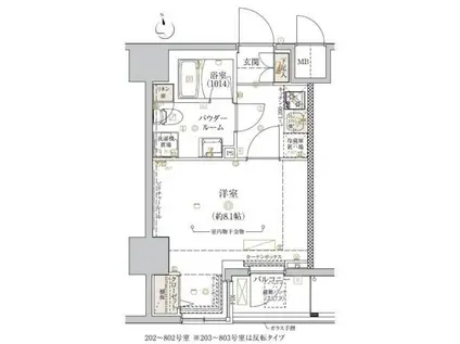 グロース綾瀬(1K/8階)の間取り写真