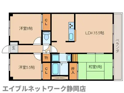 ソシア竜南(3LDK/4階)の間取り写真