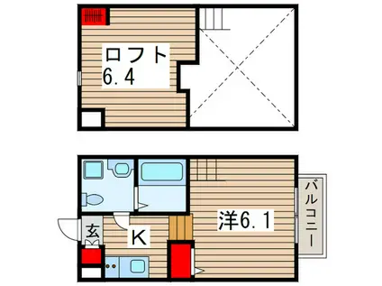 ELVITA天台(1K/1階)の間取り写真