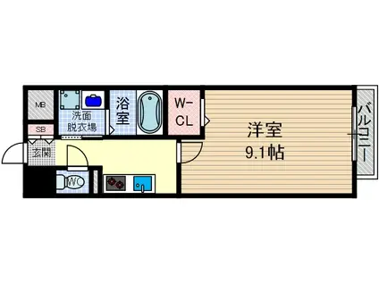 エスポアールI(1K/2階)の間取り写真