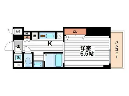 アパルト谷町(1K/2階)の間取り写真