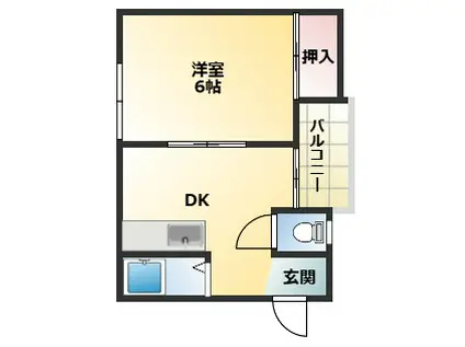 サンシャインE棟(1DK/4階)の間取り写真