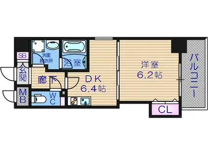 リンデンプラザ心斎橋(1DK/5階)の間取り写真