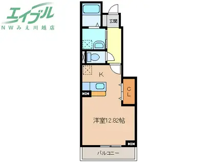 メープルリーフ(ワンルーム/1階)の間取り写真