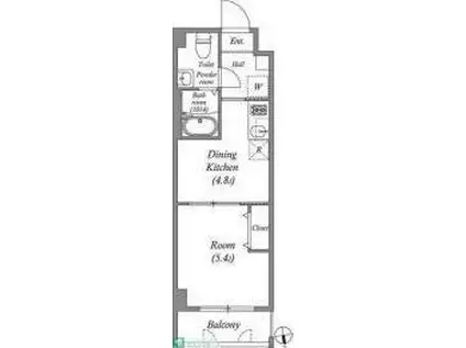 アーバハイツ六町環七北通(1DK/1階)の間取り写真