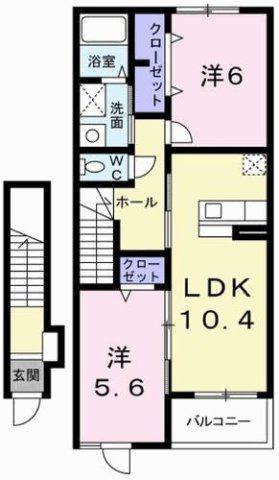 サンリットベル A棟(2LDK/2階)の間取り写真