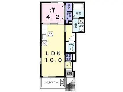 ジョリフィユ(1LDK/1階)の間取り写真
