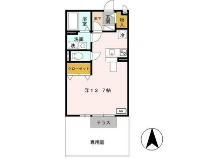 キャメロット飾磨 A棟(ワンルーム/1階)の間取り写真