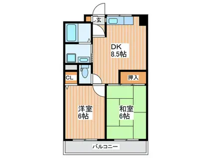 コンフォートセキ(2DK/2階)の間取り写真