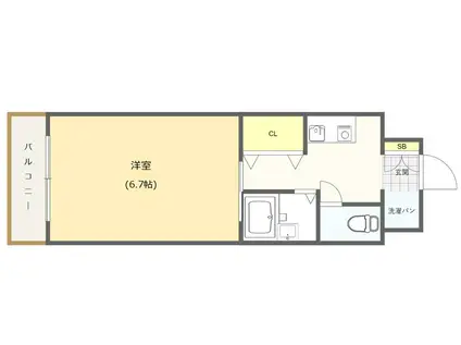 エクセレント上新11(1K/2階)の間取り写真