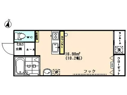 NSコーポ新片町(ワンルーム/2階)の間取り写真