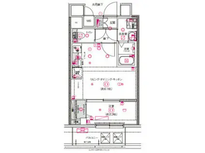CREST TAPP東別院(1LDK/15階)の間取り写真