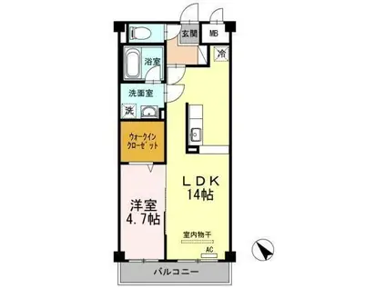 レジデンス緑町(1LDK/2階)の間取り写真