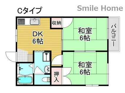 ハマダハイツ(2DK/2階)の間取り写真