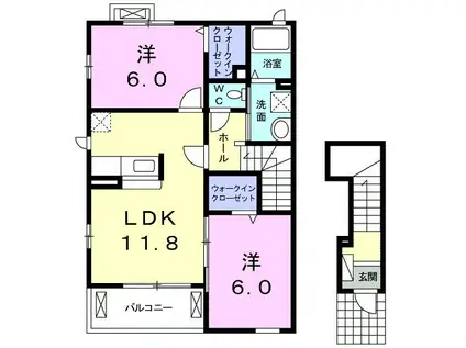 ボルックスIV(2LDK/2階)の間取り写真