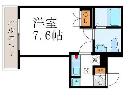 ソーシア西院(1K/3階)の間取り写真