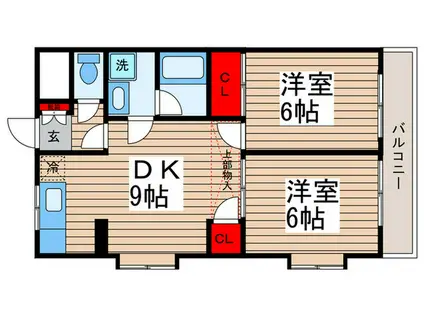 ホワイトコースト壱番館(2DK/4階)の間取り写真