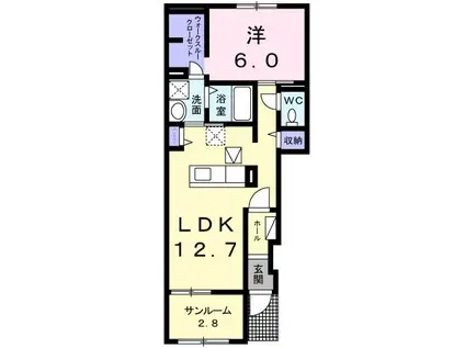 グランツM(1LDK/1階)の間取り写真