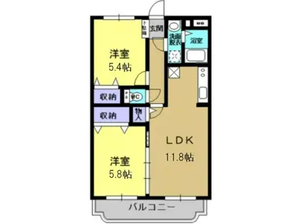 Y&Mグランディール・エイト(2LDK/2階)の間取り写真