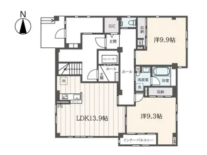 グランドール参宮橋(2LDK/1階)の間取り写真