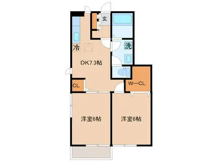 リヴィエールプレメゾン(2DK/1階)の間取り写真