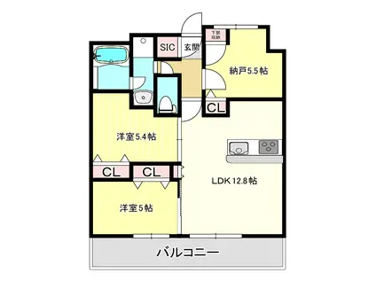 スプランディッド玉造DUE(2SLDK/10階)の間取り写真
