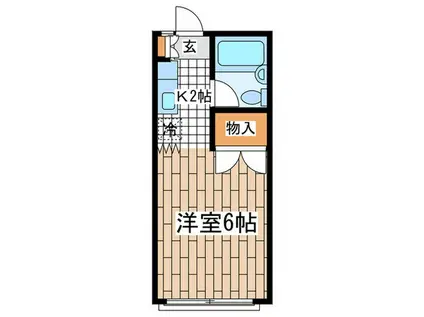 グリーンハイム(1K/2階)の間取り写真