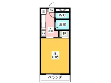 山王マンション 北棟(1K/3階)の間取り写真