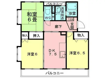 グラースH・Y(3DK/4階)の間取り写真