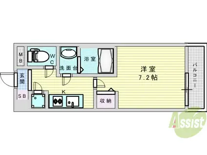 スペーシア江坂広芝町(1K/4階)の間取り写真