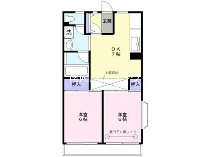 メゾンボヌール喜多見(2DK/3階)の間取り写真