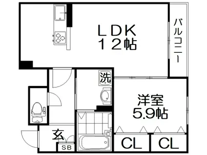 シャーメゾン山田池公園枚方(1LDK/2階)の間取り写真