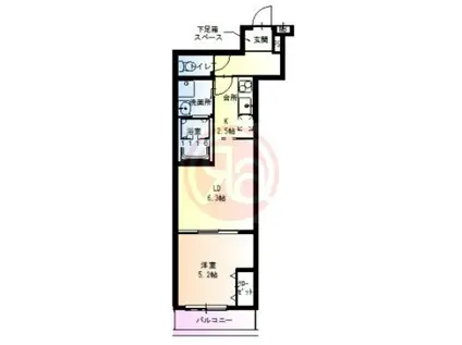 フジパレス遠里小野VI番館(1LDK/1階)の間取り写真