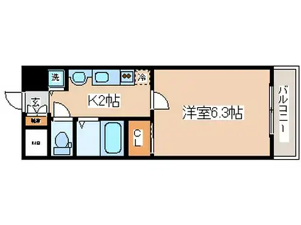 プレミアムコート神戸三宮(1K/12階)の間取り写真