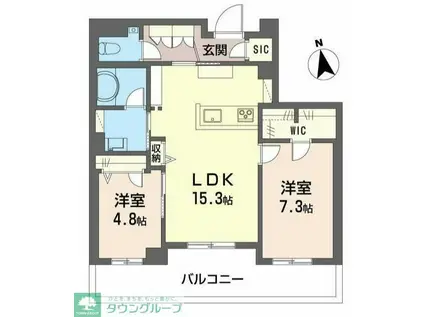 ゼフィールメゾンプレミア緑園(2LDK/2階)の間取り写真