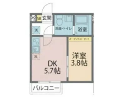 カインドネス東みずほ台(1DK/2階)の間取り写真